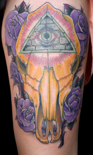 Tattoos - Skull and All Seeing Eye Tattoo - 63812